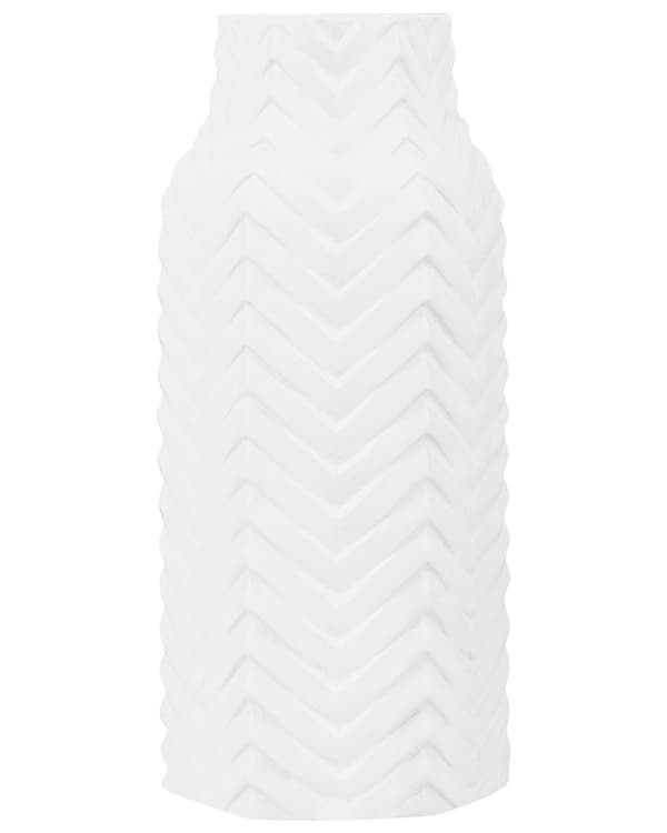 Blomvas Vit Stengods Blank Ribbad Modern Glam