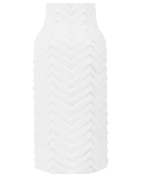 Blomvas Vit Stengods Blank Ribbad Modern Glam