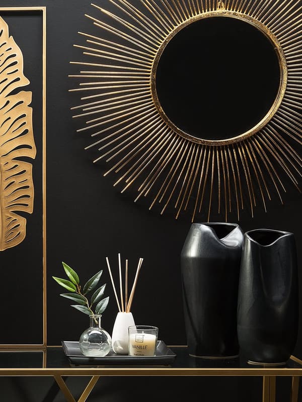 Dekorativ Bordsvas Svart Stengods 33 cm Glam