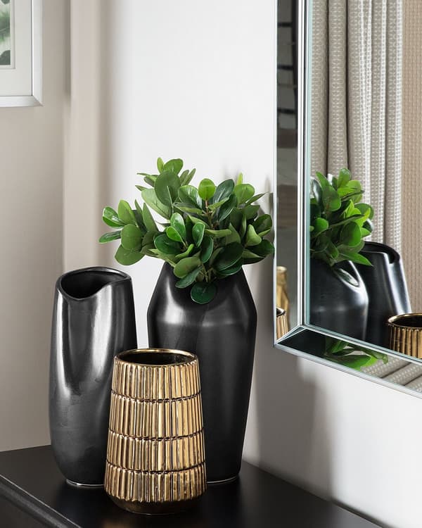 Dekorativ Bordsvas Svart Stengods 33 cm Glam