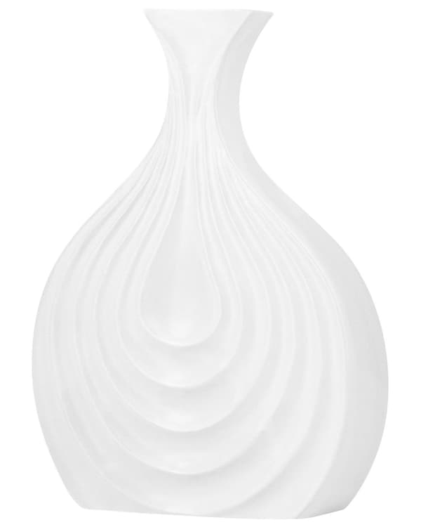 Blomvas Vit Stengods 25 cm Dekorativ Snidad yta Oregelbunden form