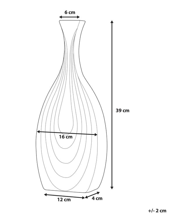 Blomvas Vit Keramik 39 cm Dekorativ Snidad yta Oregelbunden form