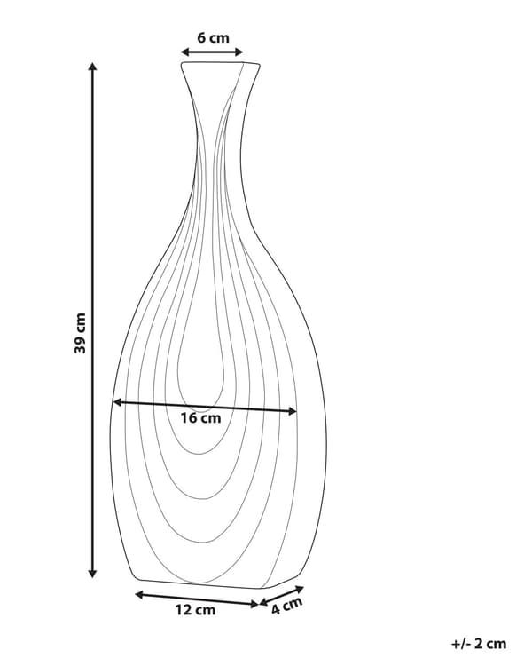 Blomvas Svart Keramik 39 cm Dekorativ Snidad yta Oregelbunden form
