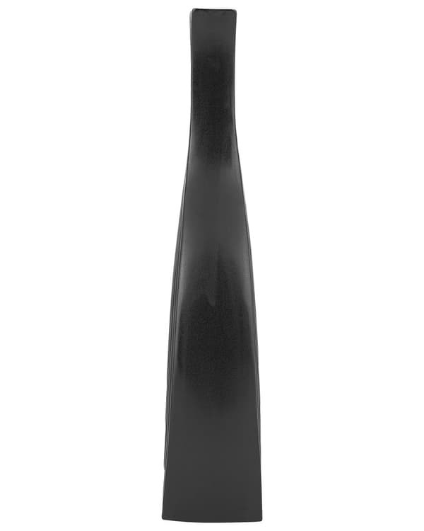 Blomvas Svart Keramik 39 cm Dekorativ Snidad yta Oregelbunden form