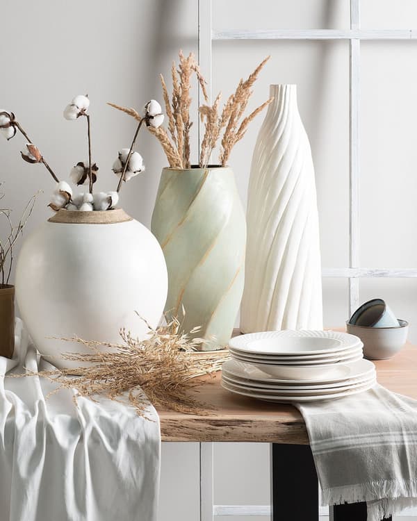 Blomvas Vit 54 cm Terrakotta Minimalistisk Modern Skandinavisk Dekor