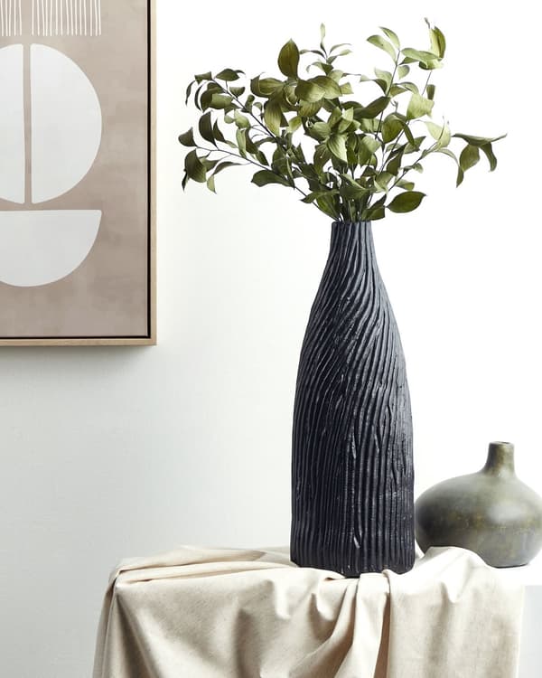 Blomvas 54 cm Svart Terrakotta Minimalistisk Modern Skandinavisk Dekoration Vardagsrum Sovrum Kök