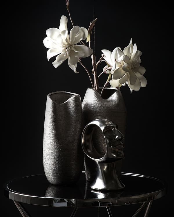 Koristemaljakko hopea ⌀ 17 x 33 cm kivitavara kannumainen moderni glamour