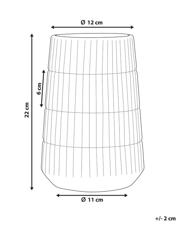 Vase Guld Stentøj ø 12 x 22 cm Dekorativ Smuk Blomstervase til Bordpynt Rillet Design Stue Soveværelse Tilbehør Pynteting til Vindueskarm