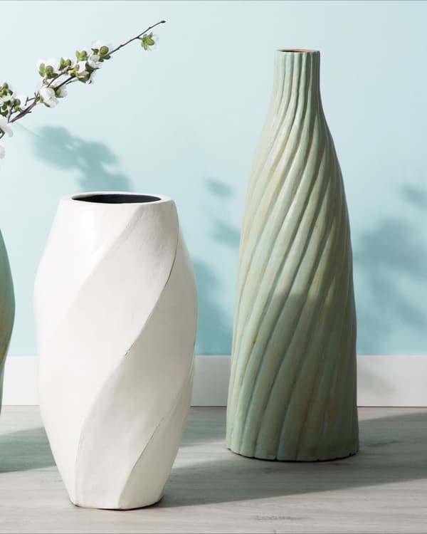 Dekorativ Vase Lysegrøn 54 cm Keramik Minimalistisk Moderne Skandinavisk Design