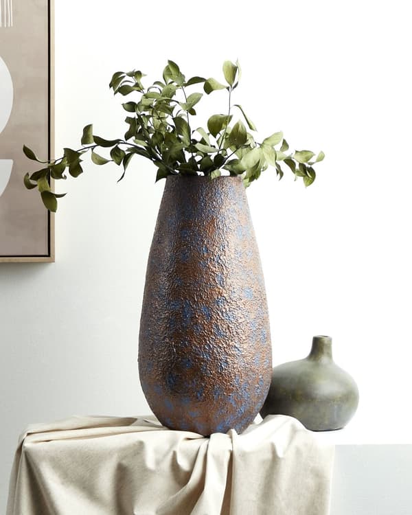 Høj dekorativ vase Brun Keramik 48 cm Bordgulvvase i antikt look stue opholdsrum