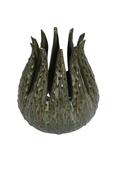 FINTINNE Vase Keramisk Grøn 16 cm