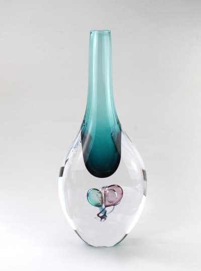 Living Glass - Bubbles - Konst Vas - Havsgrön design Marianne Degener