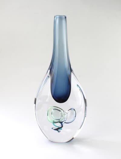 Living Glass - Bubbles - Konst Vas - Stålblå design Marianne Degener