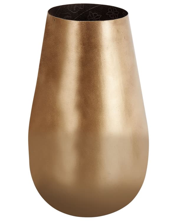 Vase Guld Aluminium ø 13 x 27 cm Dekorativ Lille Vandtæt Blomstervase Opbevaring Tilbehør Moderne Stue Bordpynt Glamour Soveværelse Inspiration