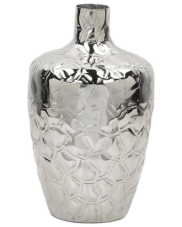 Blomstervase Sølv Aluminium 39 cm Dekorativ Anti-rids underlag Moderne Stue Glamourøs Accentstykke til Stue