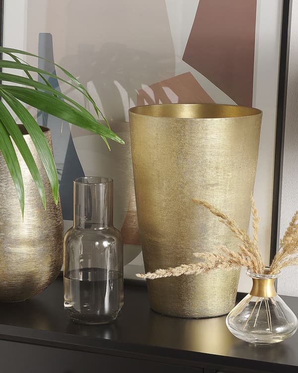 Blomvas Guld Metall 31 cm Dekorativ Vattentät Modern Vardagsrum Glamour Accentpjäs
