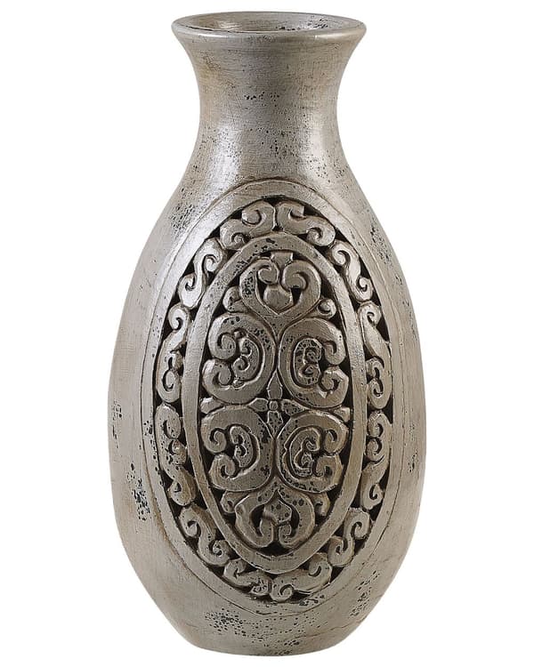 Koristemaljakko harmaa terrakotta 16 x 51 x 16 cm korkea käsinmaalattu kreikkalainen