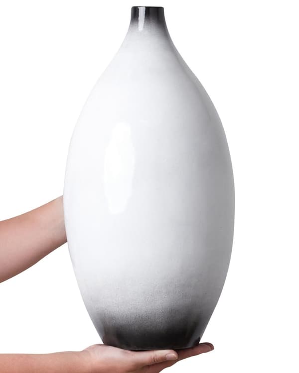 Dekorativ Vas Svart och Vit 46 cm Terrakotta Elegant Modern