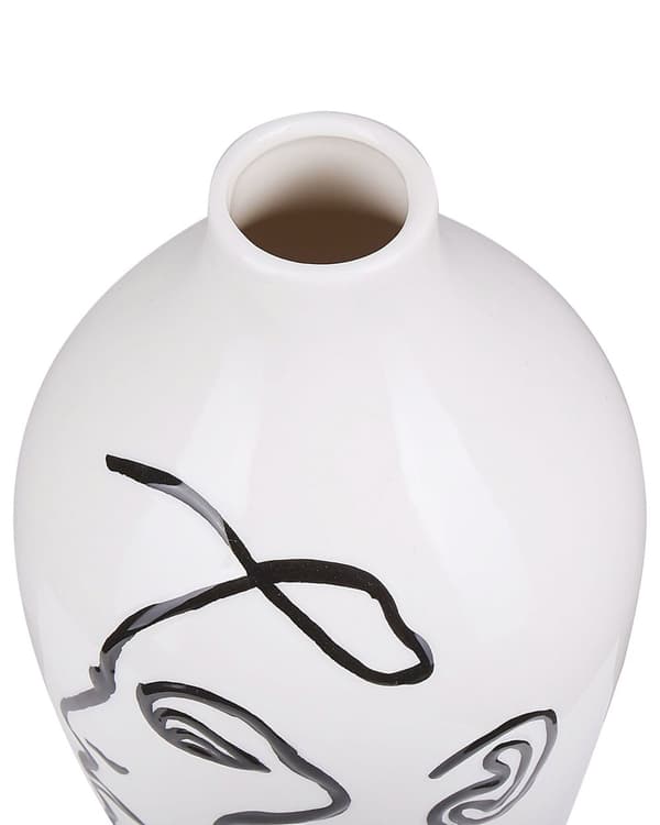 Blomstervase Hvid Stentøj Ansigtsmotiv Indretningsstykke Moderne Design Vandtæt