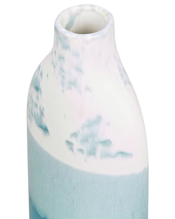 Blomstervase Hvid Blå Stentøj 35 cm Flyder over Mønster Vandtæt Overgangs Effekt Look Retro Design Håndværk til Stue med Anti rids Underlag