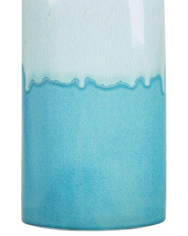 Blomstervase Hvid Blå Stentøj 35 cm Flyder over Mønster Vandtæt Overgangs Effekt Look Retro Design Håndværk til Stue med Anti rids Underlag