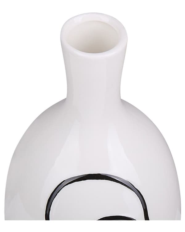 Vase Hvid og Sort Stentøj 23 cm Ansigtsmotiv Indendørs Blomster Opbevaring Dekoration Abstrakt Design Vandtæt Præcist Håndværk Skandinavisk