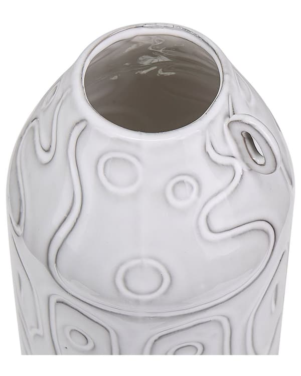 Vase Grå Stentøj 22 cm Indendørs Blomster Smuk Lille Opbevaring Dekoration Abstrakt Design Vandtæt Præcist Håndværk Kunst Spisebord Indretning