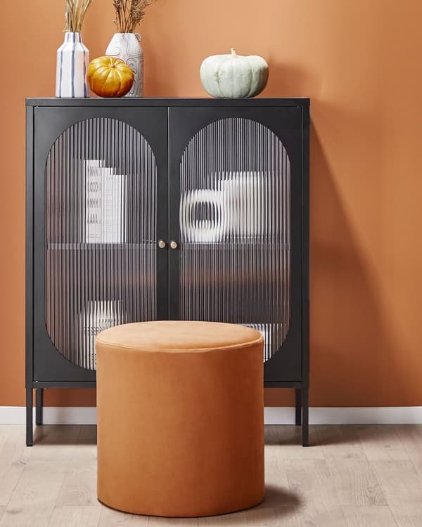 Blomstervase hvid med blå Stentøj stribet knitrende effekt Vintage Stil