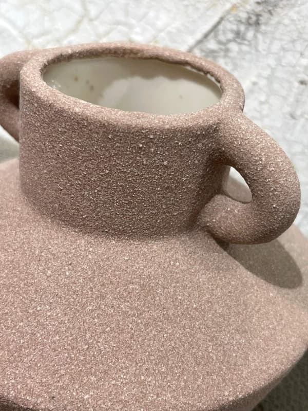 Urne Vase med hank Beige 12 cm