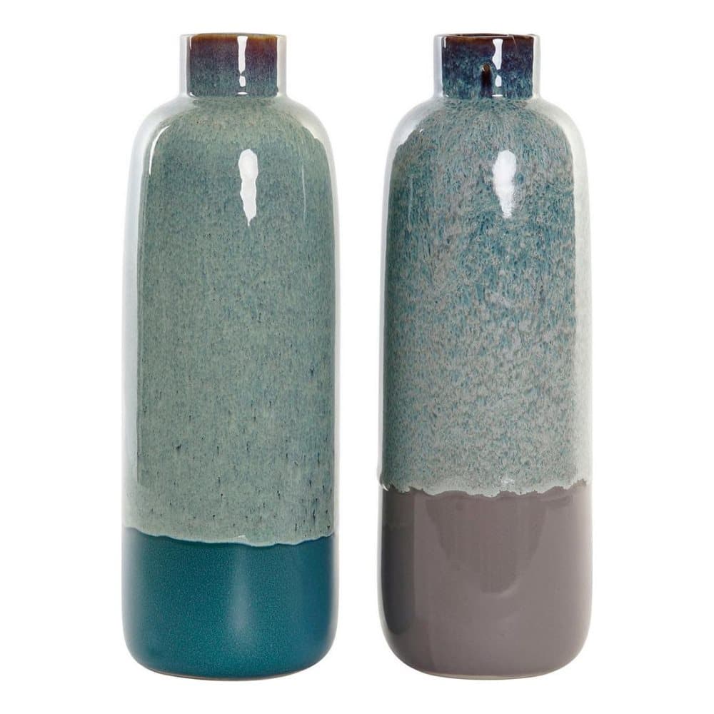 Vas DKD Home Decor Blå Grön Porslin Boho (2 pcs) (12 x 12 x 35 cm)