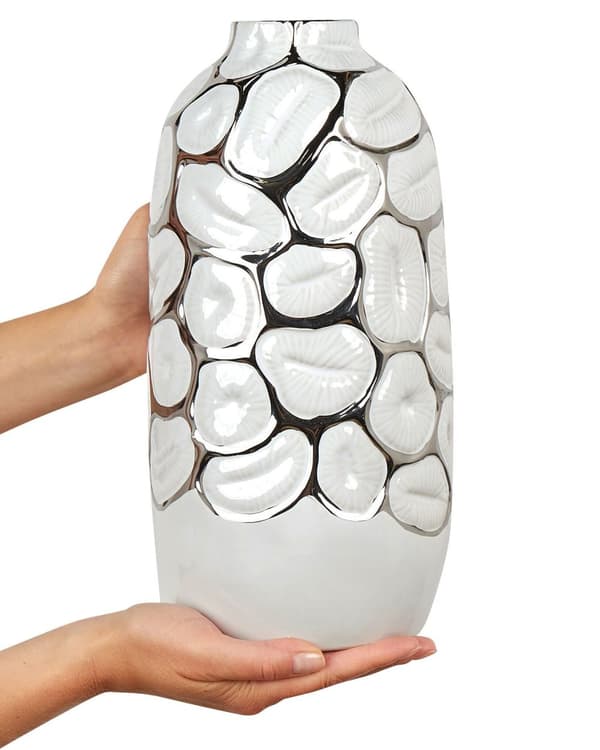 Dekorativ Vase i Hvid farve Stentøj 34 cm