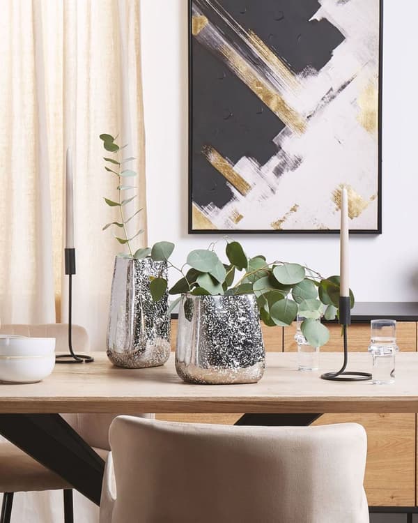 Dekorativ Vase i Sølv farve Stentøj 27 cm