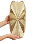 Miniatyrbillede 6 af 8: Dekorativ Vase i Guld Stentøj 37 cm Glamour med Asymmetrisk Stjerne Stråler Mønster Effekt Kommode Skænk Indretning Stue Dekor