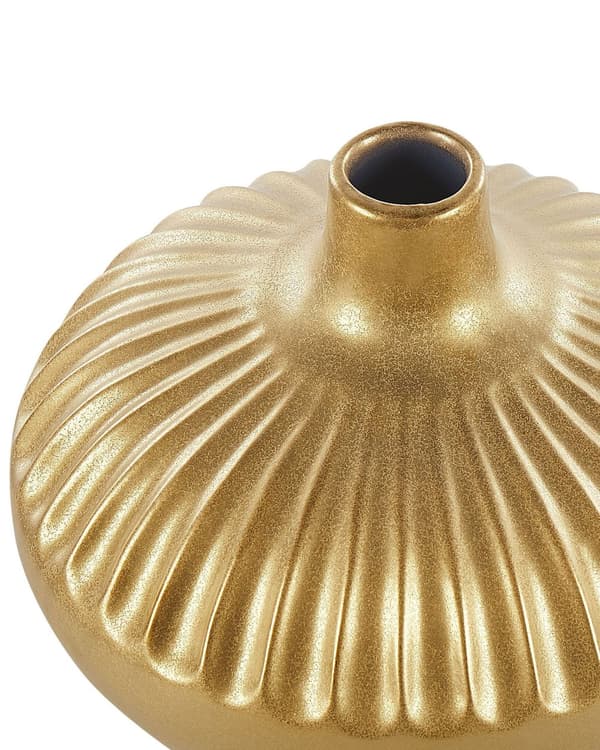 Dekorativ vas Guld Stengods 20 cm Hemtillbehör Bordsskiva Accentstycke Glamourstil