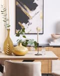 Miniatyrbild 2 av 5: Dekorativ vas Guld Stengods 20 cm Hemtillbehör Bordsskiva Accentstycke Glamourstil