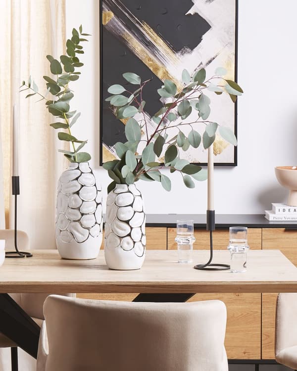Blomvas Vit Stengods 28 cm Hemtillbehör Accentdel Glamourstil