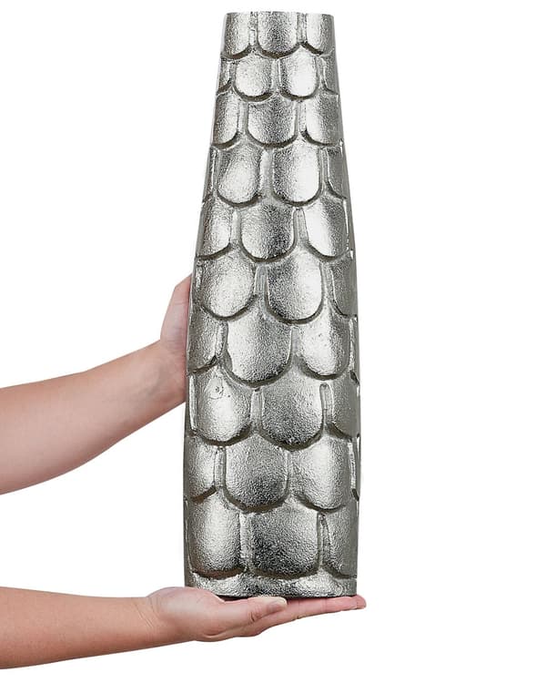 Blomvas Silver Aluminium Metall Dekorativ Kruka Bordsskiva Heminredning Modern Design