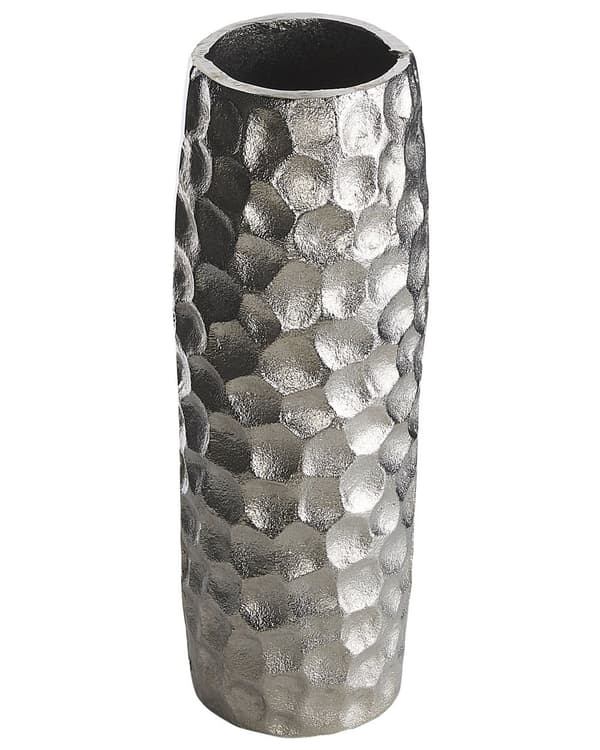 Blomvas Silver Aluminium Metall Heminredning Handgjord Hög Dekorativ Inomhuskruka