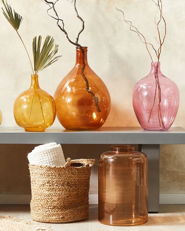 Blomvas Orange Glas Tonad Transparent Dekorativt hemtillbehör i glas