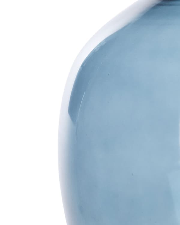 Blomvas Blå Glas 39 cm Handgjord Dekorativ Rund Knoppform Bordsskiva Hem Dekoration Modern Design