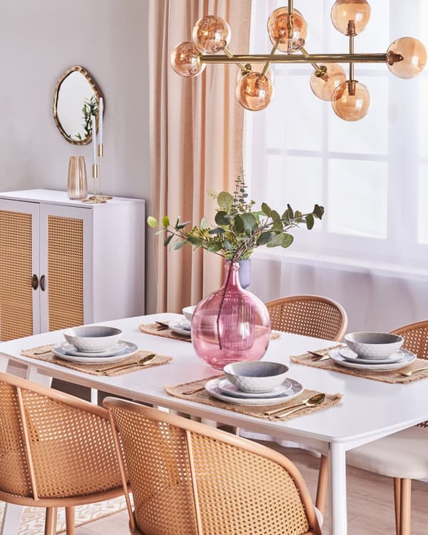 Blomvas Rosa Glas 31 cm Handgjord dekorativ rund knoppform Bordsskiva Heminredning Modern design