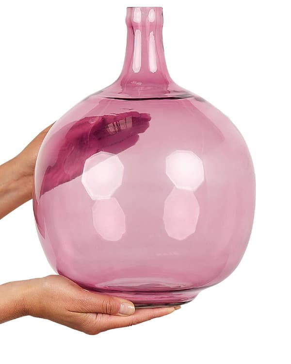 Blomvas Rosa Glas 31 cm Handgjord dekorativ rund knoppform Bordsskiva Heminredning Modern design