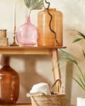 Miniatyrbild 2 av 9: Blomvas Rosa Glas 31 cm Handgjord dekorativ rund knoppform Bordsskiva Heminredning Modern design