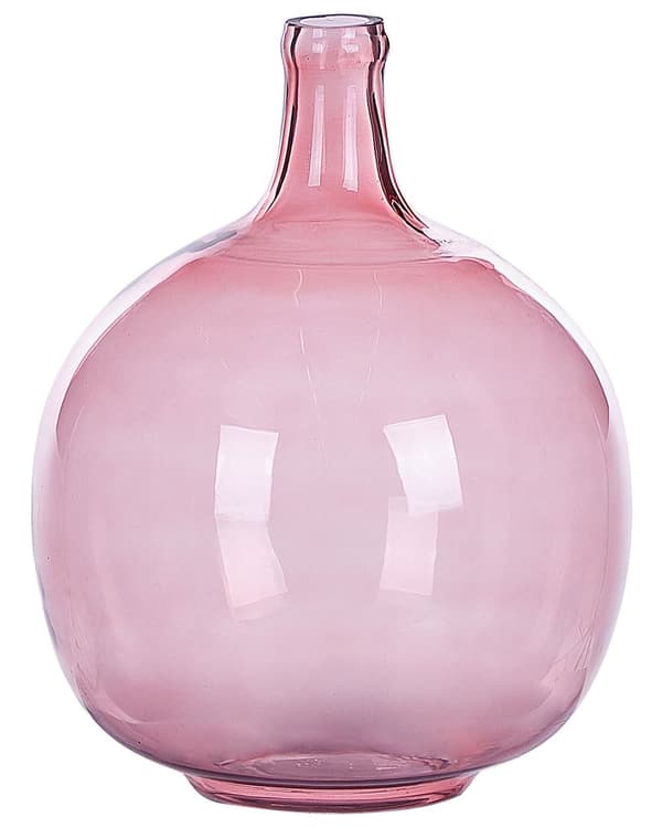 Blomvas Rosa Glas 31 cm Handgjord dekorativ rund knoppform Bordsskiva Heminredning Modern design