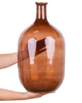 Miniatyrbild 5 av 7: Blomvas Guldbrunt glas 51 cm Handgjord dekorativ rund knoppform Bordsskiva Heminredning Modern design