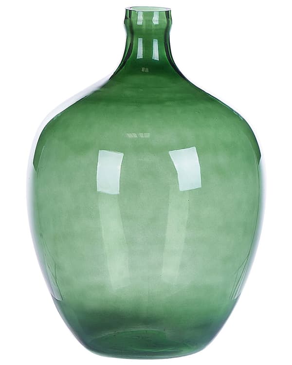 Blomvas Grön Glas 39 cm Handgjord Dekorativ Rund Knoppform Bordsskiva Hem Dekoration Modern Design