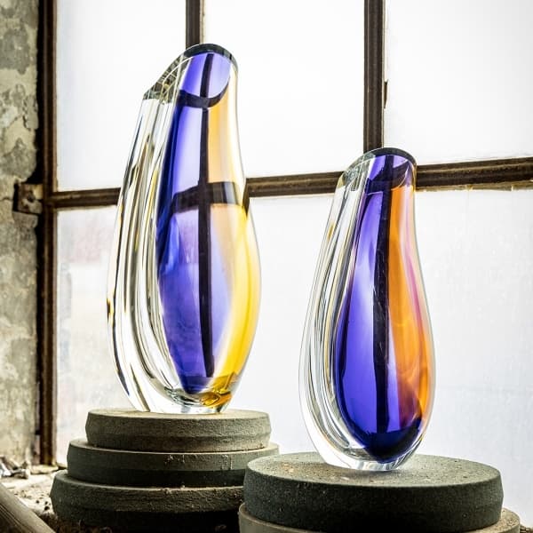 Orchid Vase Lilac/Amber Large - Kosta Boda