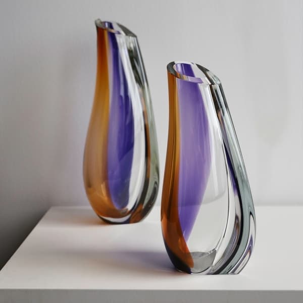 Orchid Vase Lilac/Amber Large - Kosta Boda