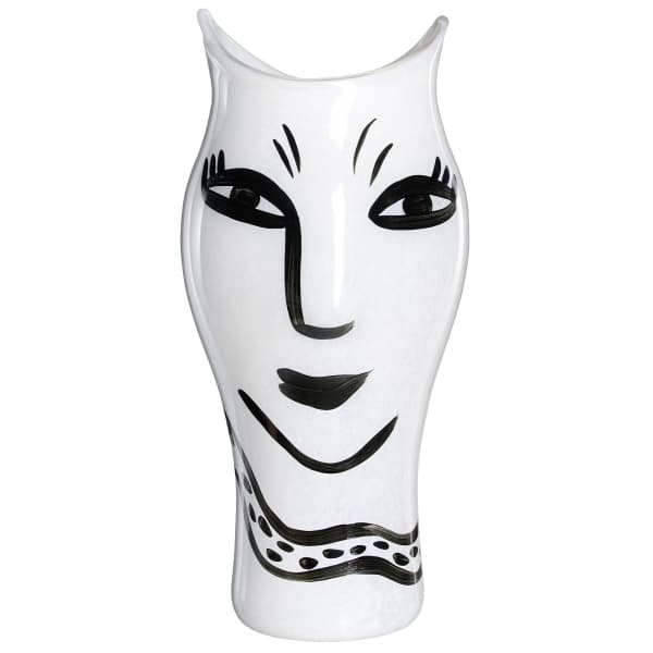 Open Minds Vase White/Black, H 36cm - Kosta Boda