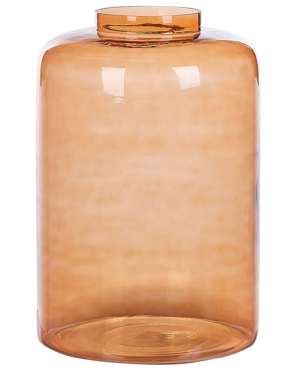 Vase Orange Glas ø 26 x 41 cm Dekorativ Høj Gulvvase til Stue Entré Indendørs Design Blomstervase Pynteting til Vindueskarm Inspiration